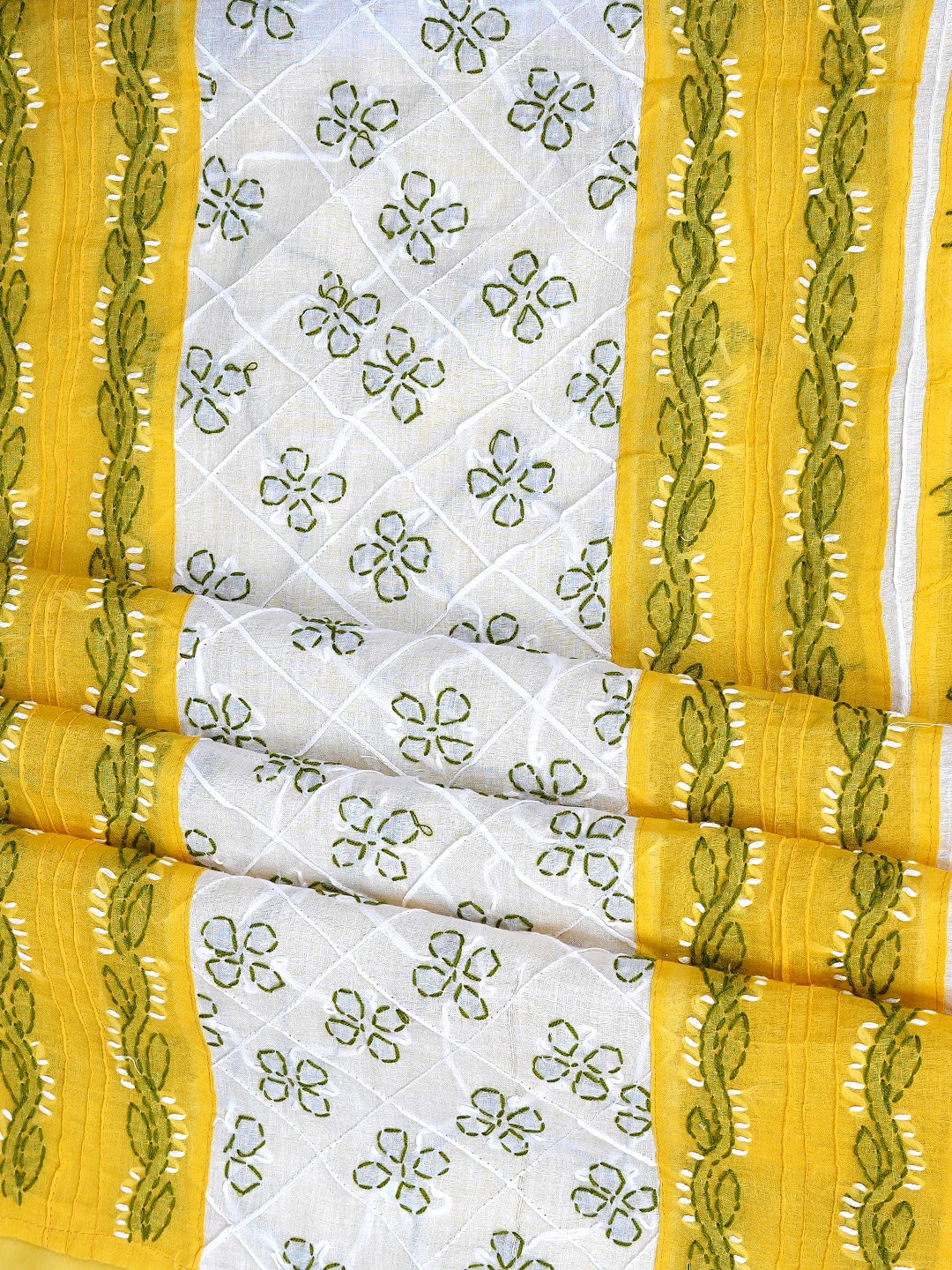 Ada Hand Embroidered Yellow Cotton Lucknowi Chikankari Unstitched Suit Piece 01A882755