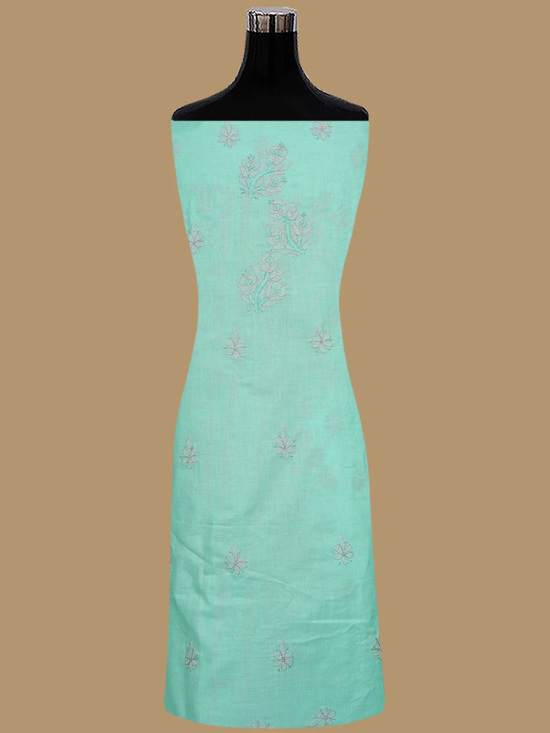 Ada Hand Embroidered Sea Green Cotton Lucknowi Chikankari Unstitched Suit Piece 01A879928