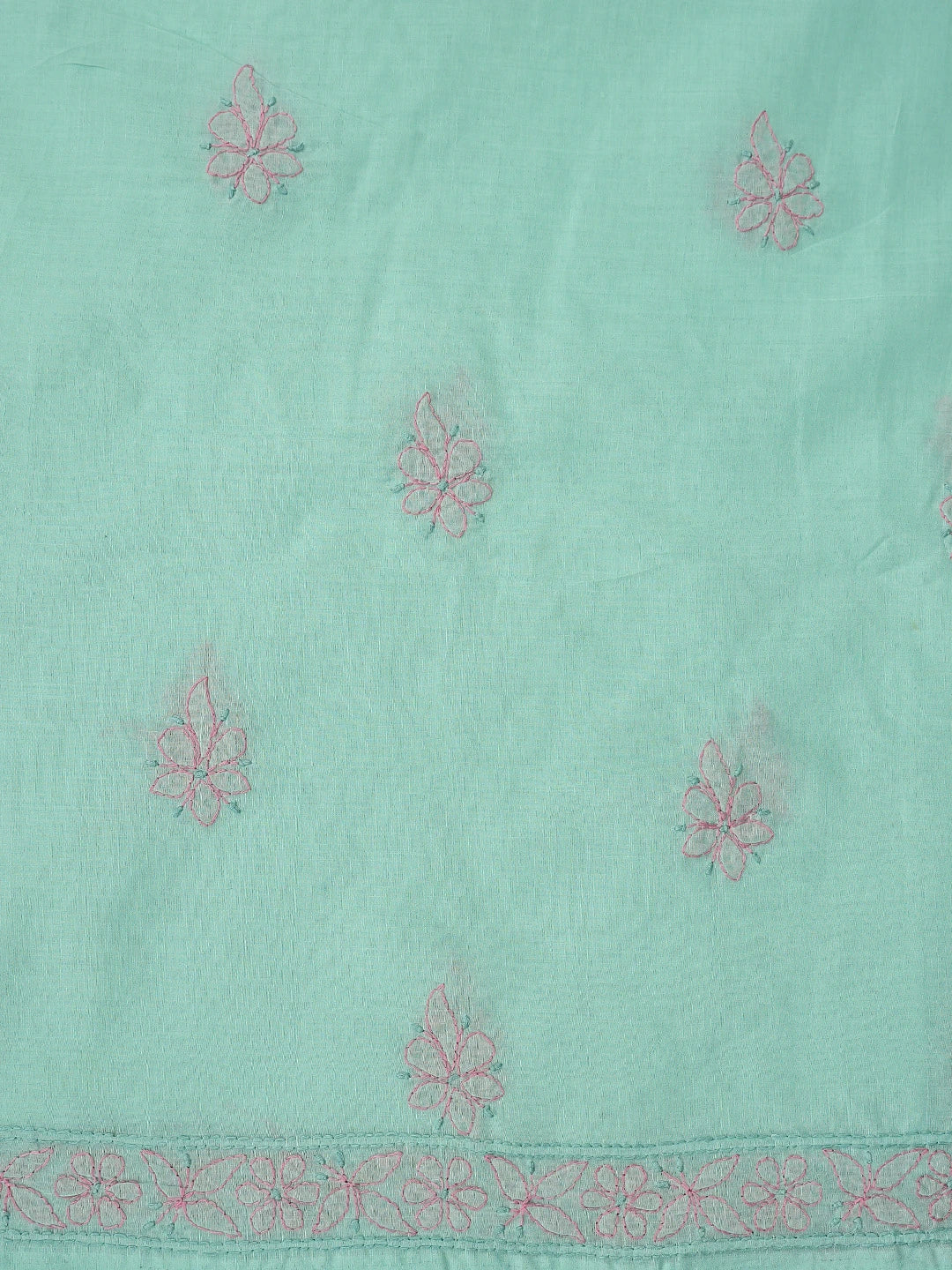 Ada Hand Embroidered Sea Green Cotton Lucknowi Chikankari Unstitched Suit Piece 01A879928