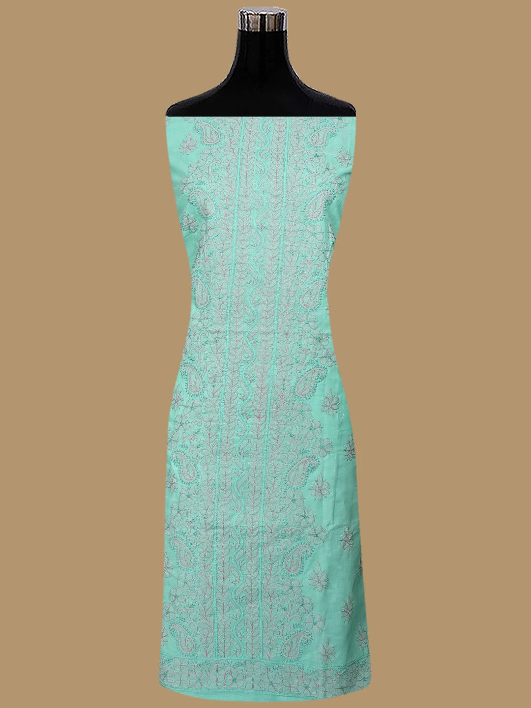 Ada Hand Embroidered Sea Green Cotton Lucknowi Chikankari Unstitched Suit Piece 01A879928