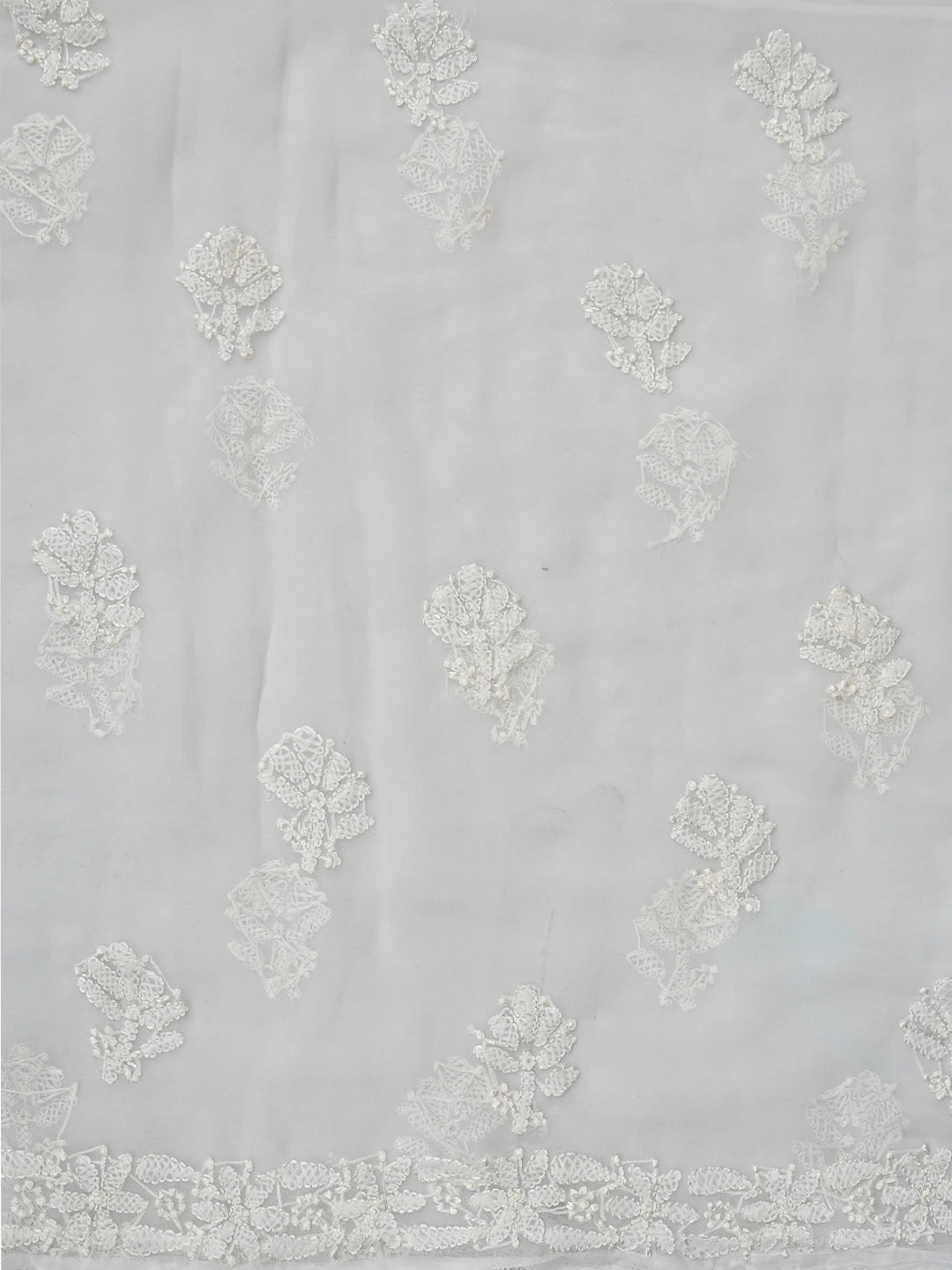 Ada Hand Embroidered White Georgette Lucknowi Chikankari Unstitched Suit Piece 01A878927
