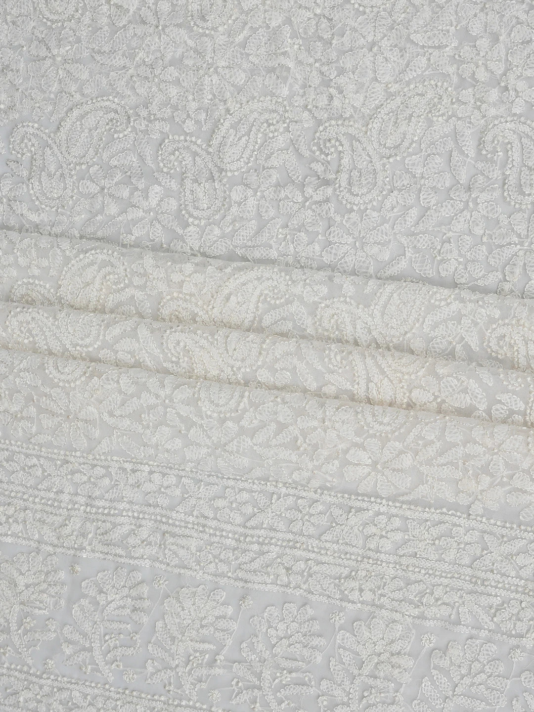 Ada Hand Embroidered White Georgette Lucknowi Chikankari Unstitched Suit Piece 01A878927