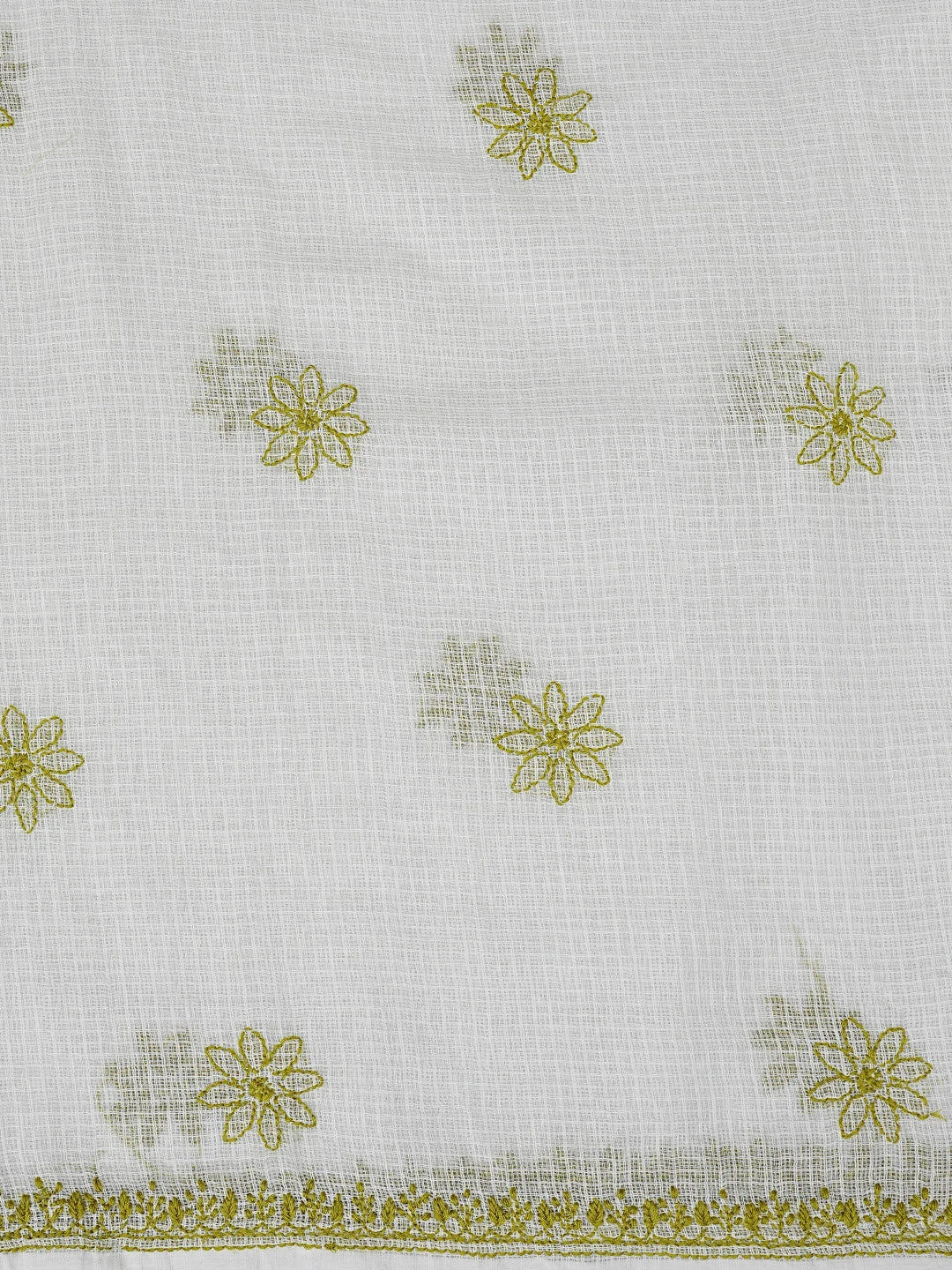 Ada Hand Embroidered White Kota Lucknowi Chikankari Unstitched Kurta Dupatta Set 01A876903