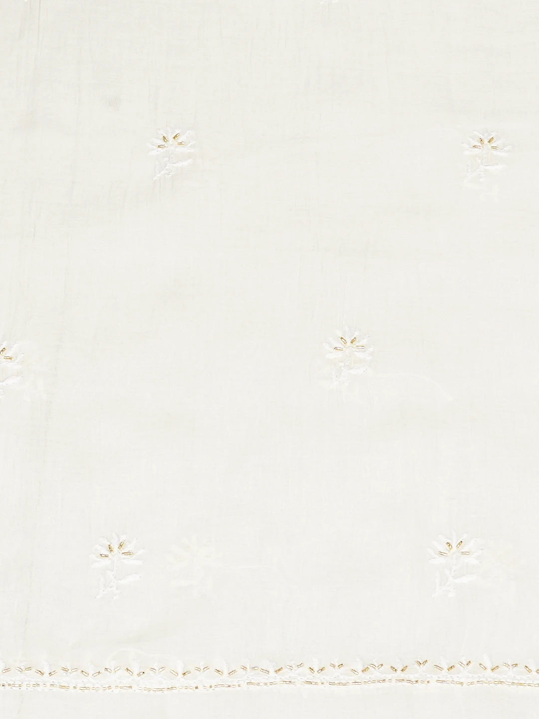 Ada Hand Embroidered White Snow Chanderi Lucknowi Chikankari Unstitched Kurta Dupatta Set With Sequinned Work 01A881364