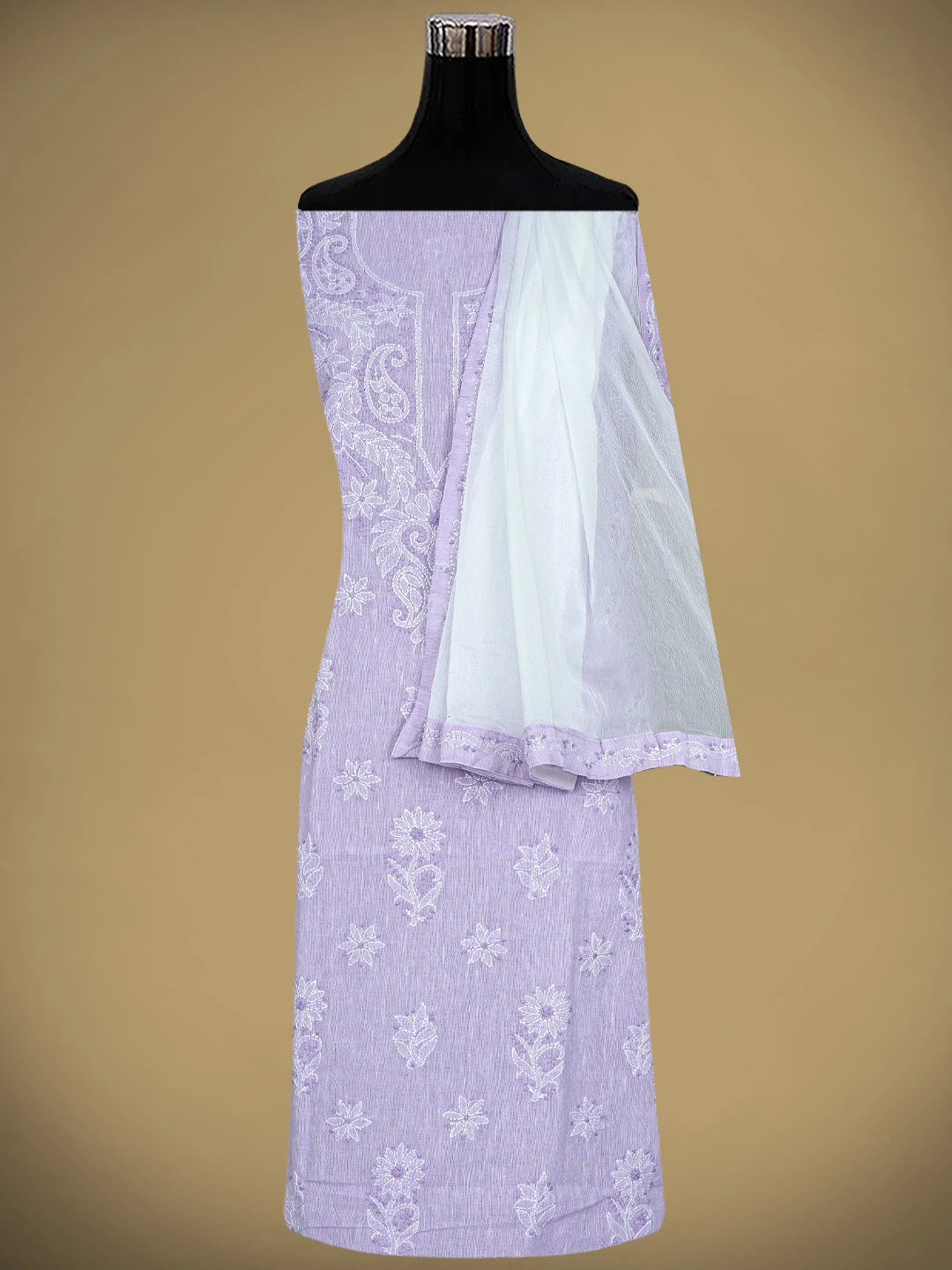 Ada Hand Embroidered Lavender Linen Lucknowi Chikankari Unstitched Suit Piece 01A885304