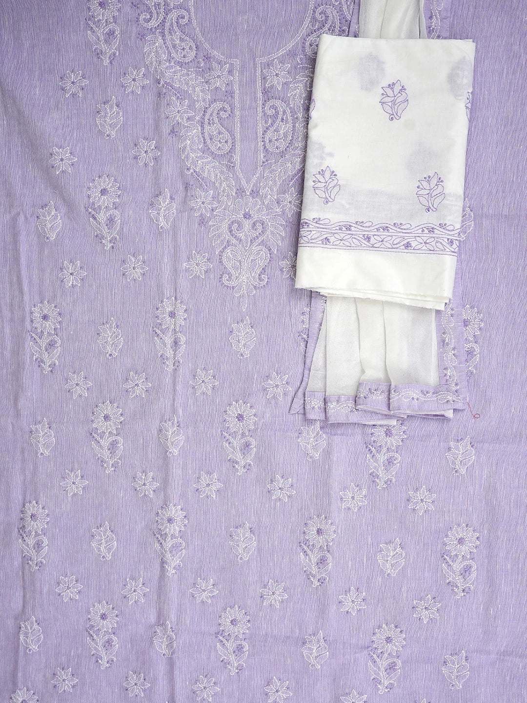 Ada Hand Embroidered Lavender Linen Lucknowi Chikankari Unstitched Suit Piece 01A885304
