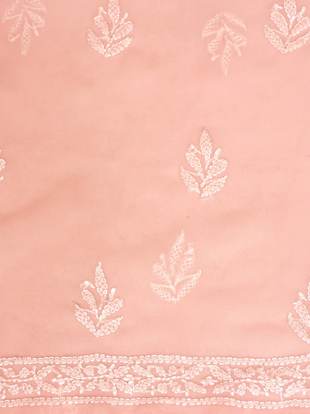 Ada Hand Embroidered Peach Georgette Lucknowi Chikankari Unstitched Suit Piece 01A878922