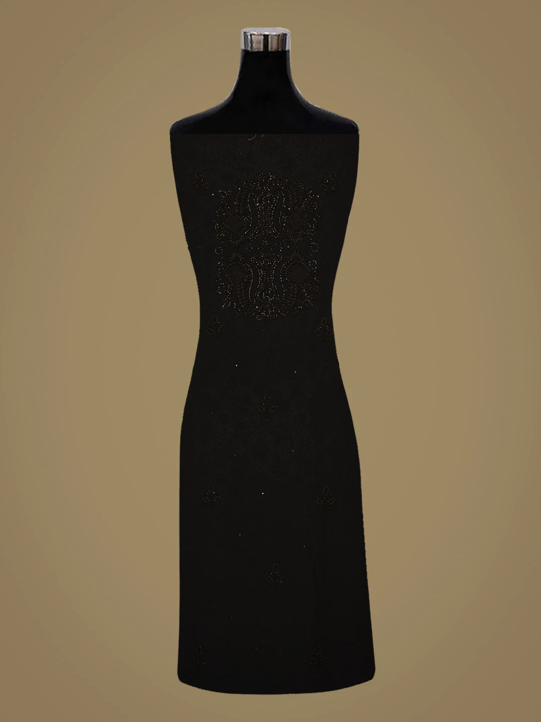 Ada Hand Embroidered Black Pure Georgette Lucknowi Chikankari Unstitched Kurta Dupatta Set With Cutdana Work 01A726312