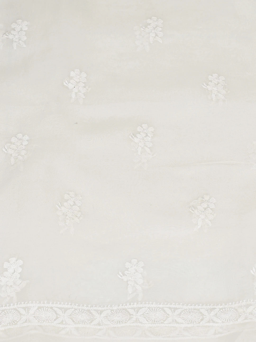 Ada Hand Embroidered White Organza Lucknowi Chikankari Unstitched Kurta Dupatta Set 01A888732