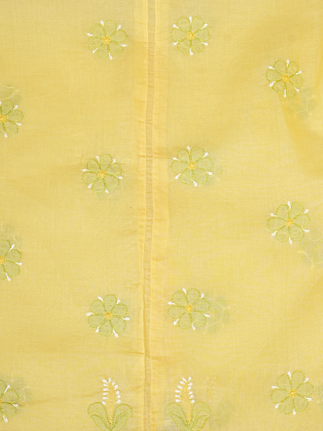 Ada Hand Embroidered Yellow Cotton Lucknowi Chikankari Unstitched Suit Piece 01A879664