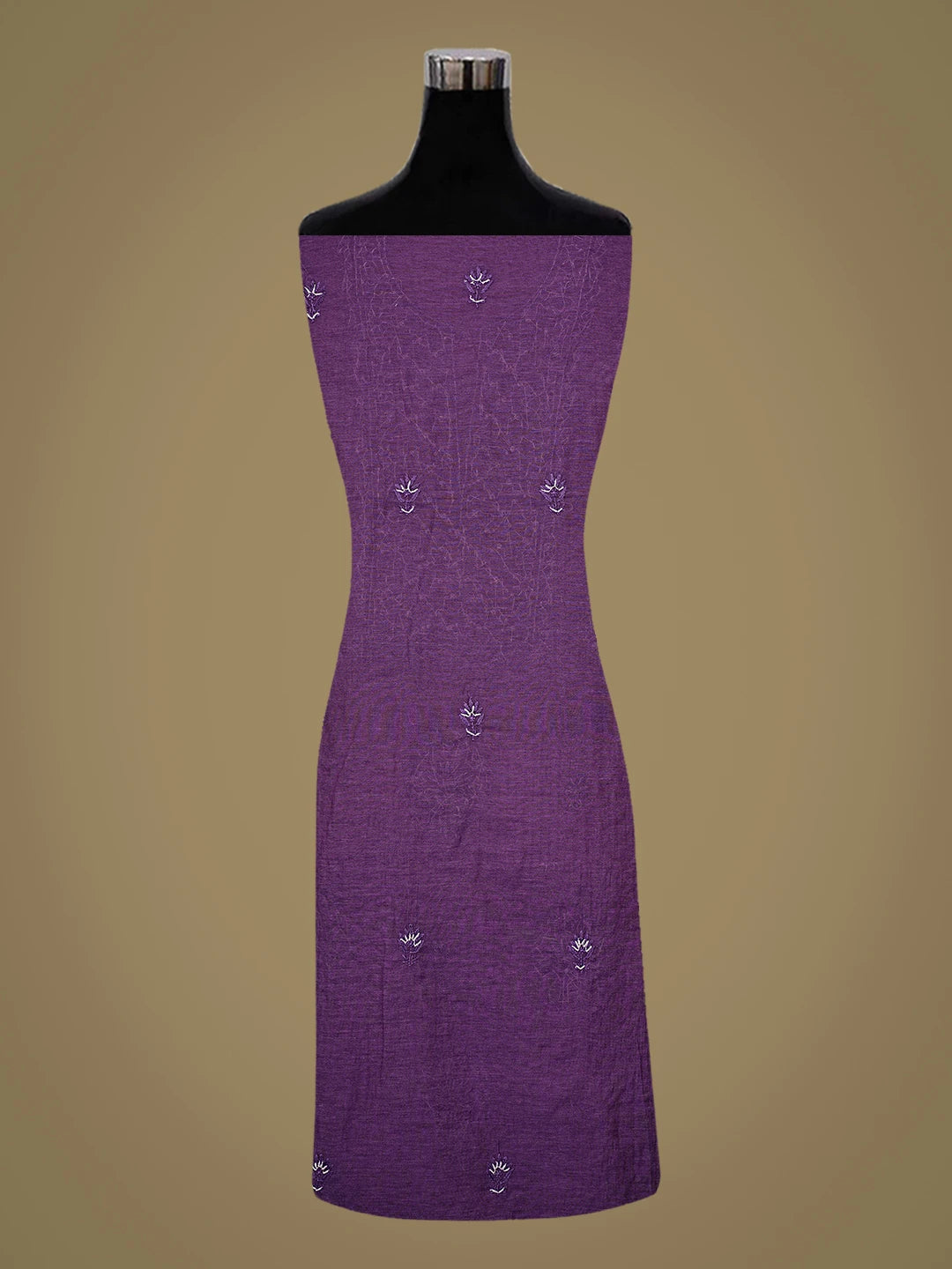 Ada Hand Embroidered Purple Chanderi Lucknowi Chikankari Unstitched Kurta Dupatta Set With Cutdana Work 01A762774