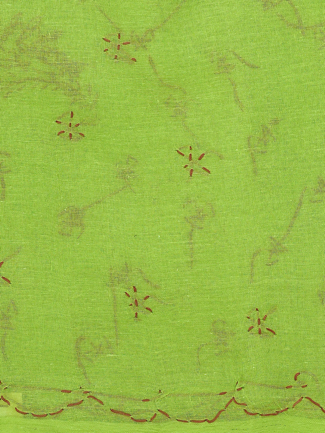 Ada Hand Embroidered Green Cotton Lucknowi Chikankari Saree and Blouse 01A882872