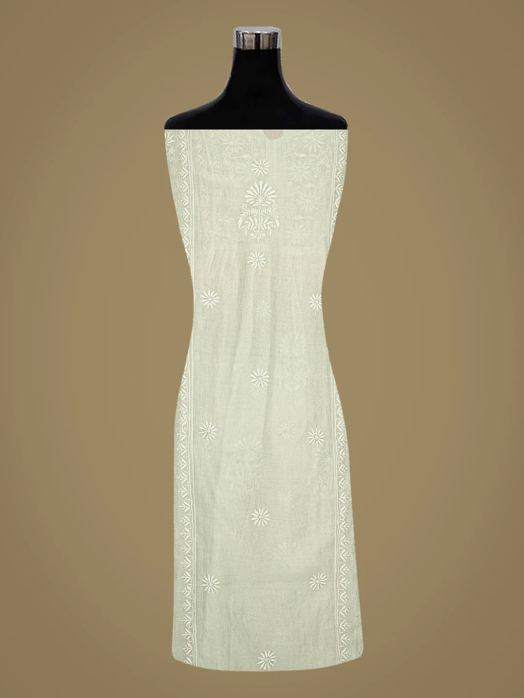 Ada Hand Embroidered Mint Green Chanderi Lucknowi Chikankari A-Line Semi-Stitched Kurta Dupatta Set With Cutdana Work 01A749478