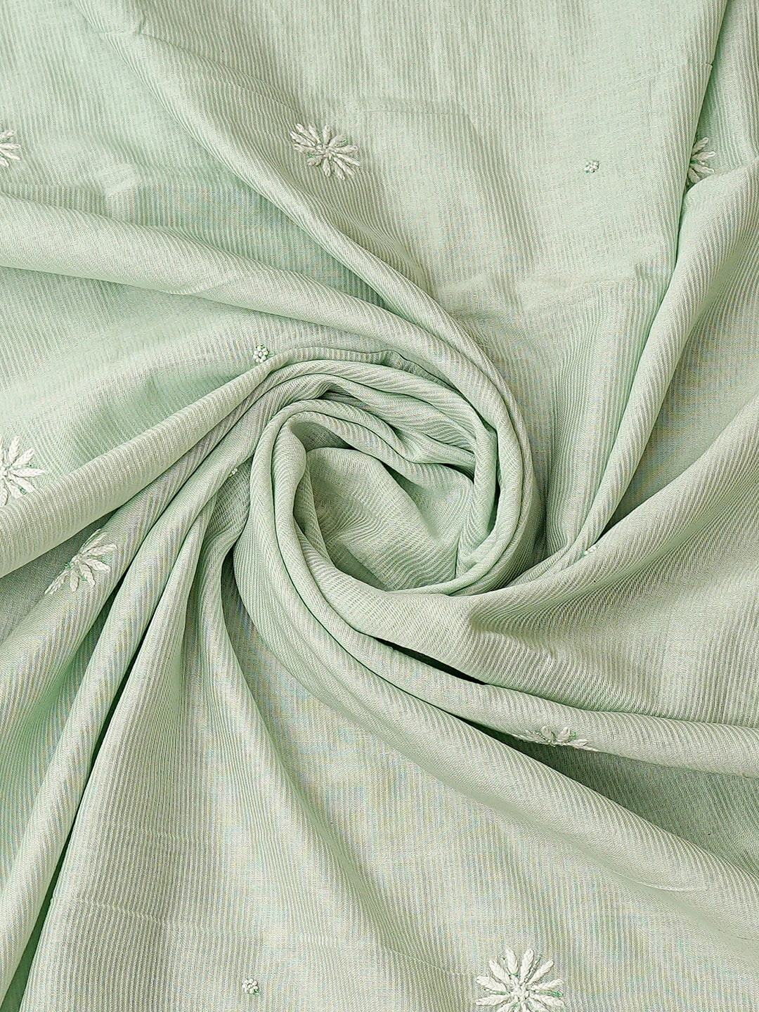 Ada Hand Embroidered Mint Green Chanderi Lucknowi Chikankari A-Line Semi-Stitched Kurta Dupatta Set With Cutdana Work 01A749478