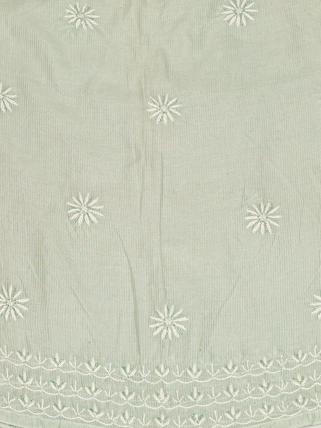 Ada Hand Embroidered Mint Green Chanderi Lucknowi Chikankari A-Line Semi-Stitched Kurta Dupatta Set With Cutdana Work 01A749478