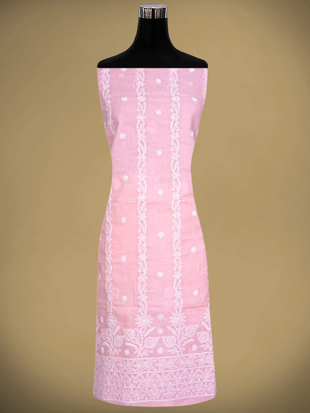 Ada Hand Embroidered Pink Cotton Lucknowi Chikankari Unstitched Suit Piece 01A881440