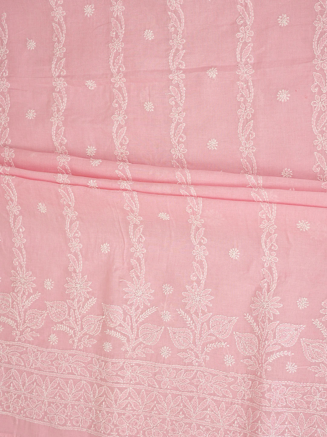 Ada Hand Embroidered Pink Cotton Lucknowi Chikankari Unstitched Suit Piece 01A881440