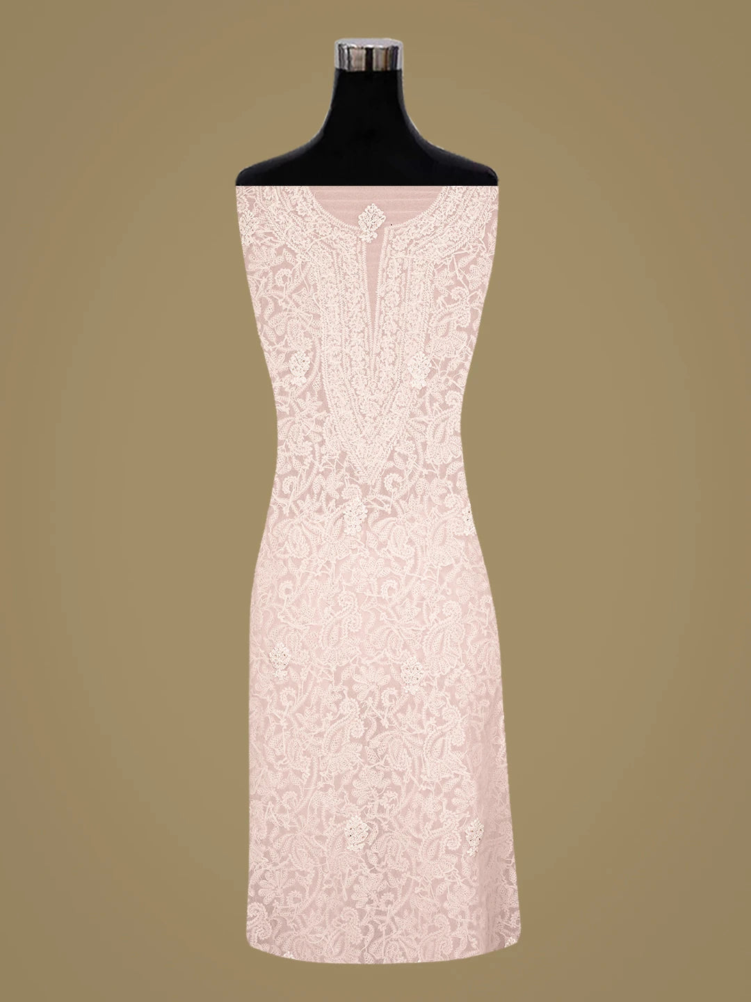 Ada Hand Embroidered Baby Pink Georgette Lucknowi Chikankari Unstitched Suit Piece 01A779106