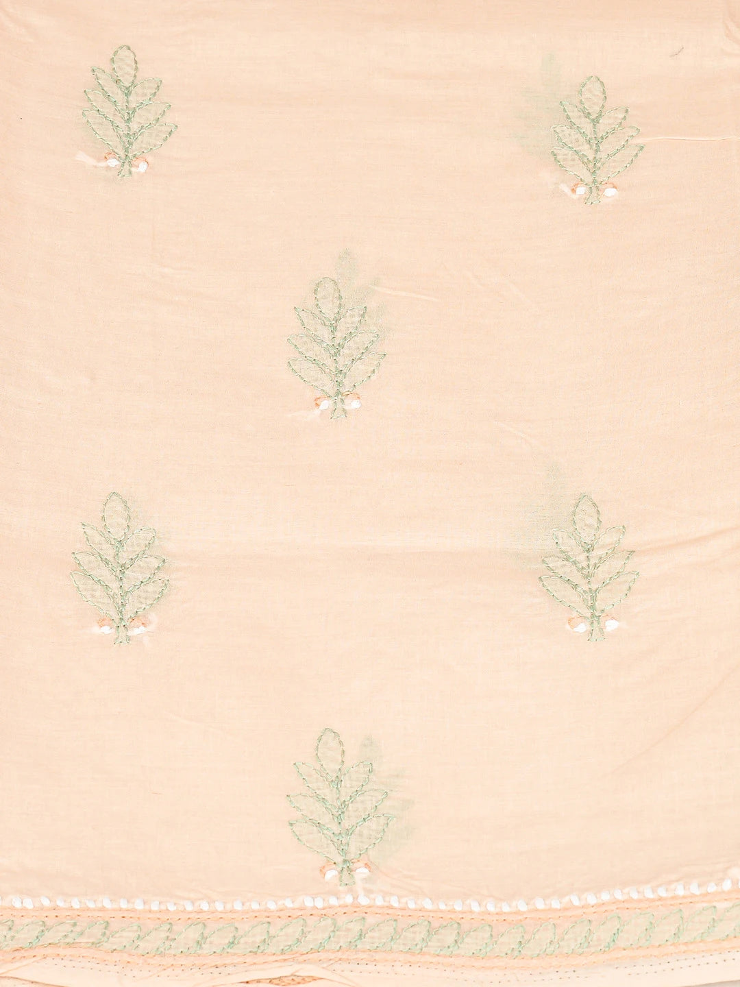 Ada Hand Embroidered Peach Cotton Lucknowi Chikankari Unstitched Suit Piece 01A886786