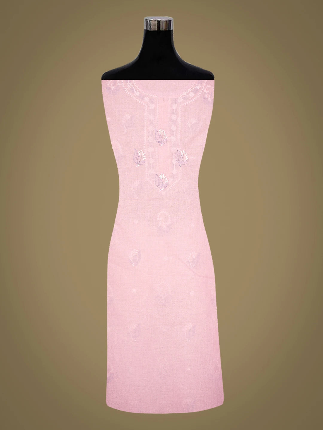 Ada Hand Embroidered Pink Cotton Lucknowi Chikankari Unstitched Suit Piece 01A879774