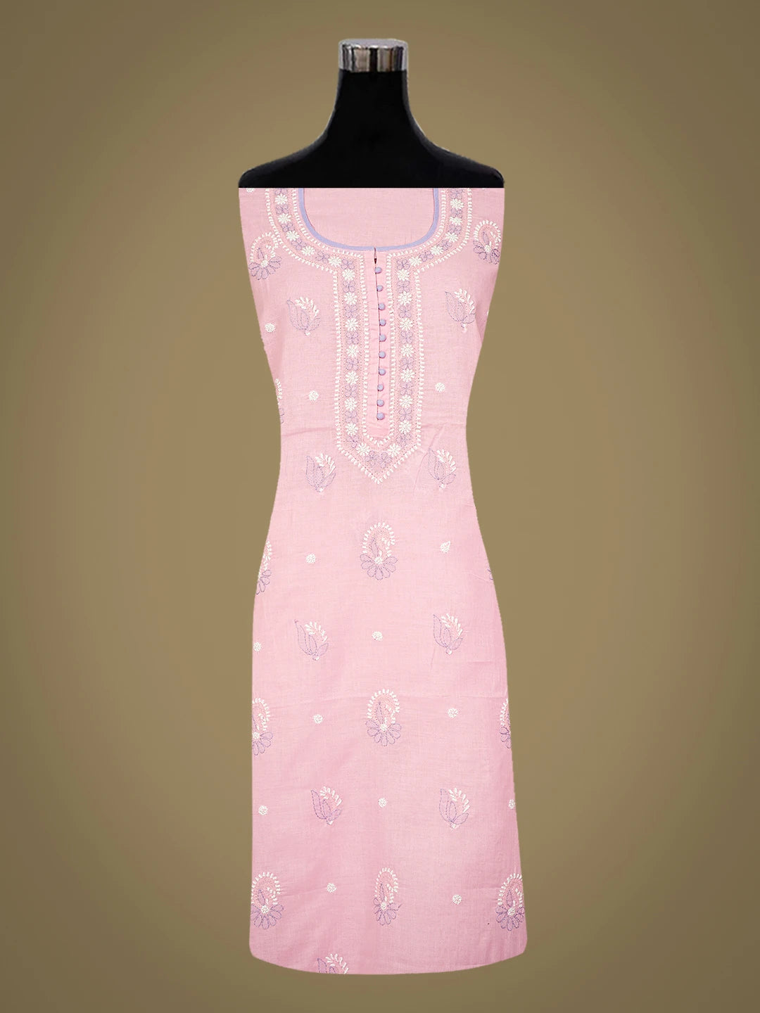 Ada Hand Embroidered Pink Cotton Lucknowi Chikankari Unstitched Suit Piece 01A879774