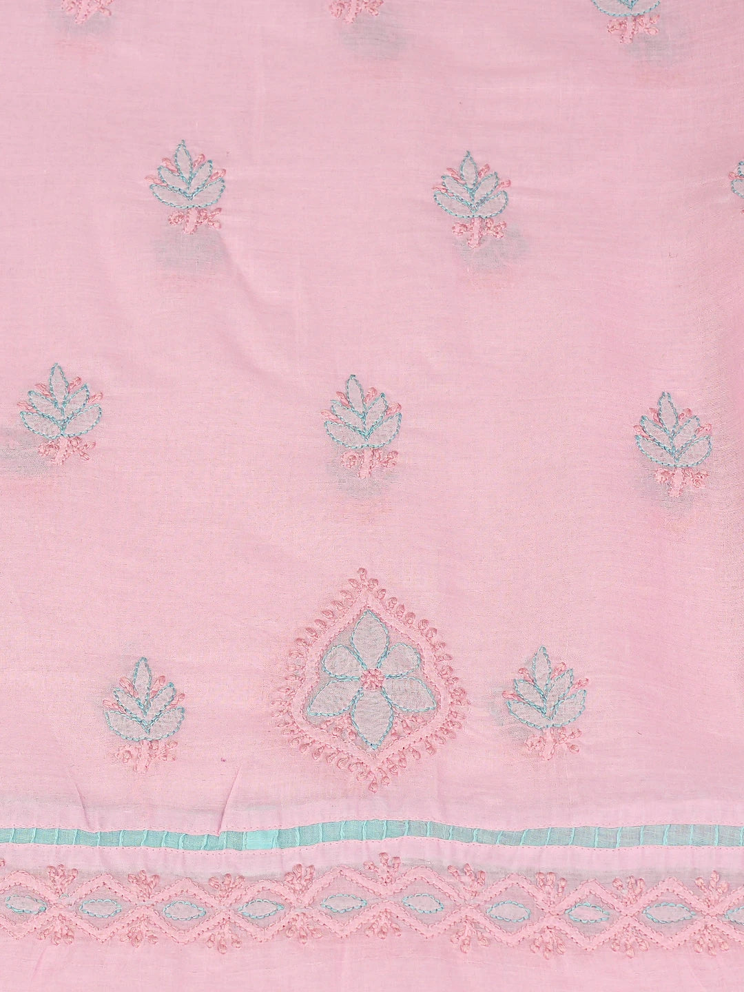 Ada Hand Embroidered Pink Cotton Lucknowi Chikankari Unstitched Suit Piece 01A821864