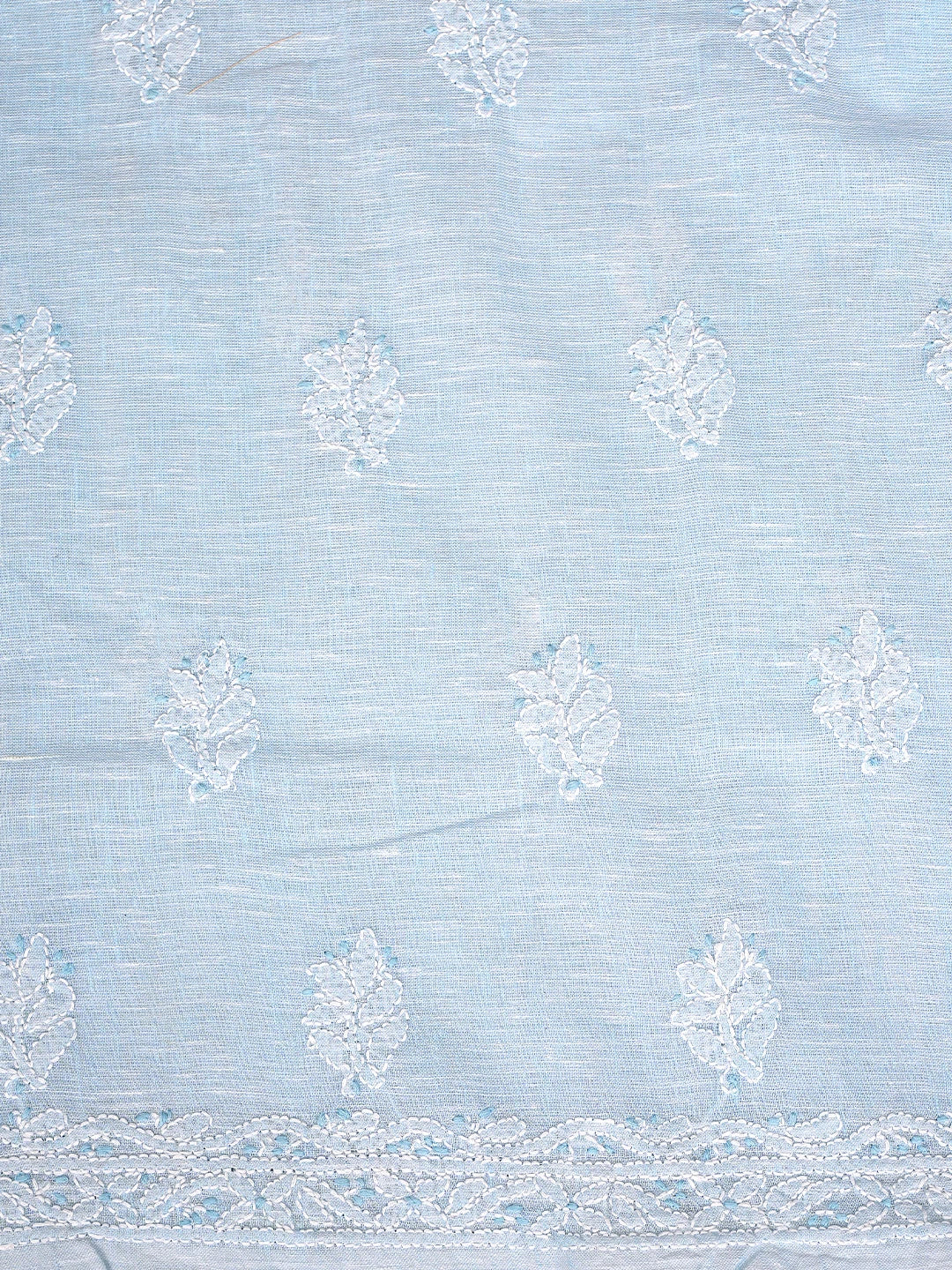 Ada Hand Embroidered Sky Blue Linen Lucknowi Chikankari Unstitched Suit Piece 01A885309