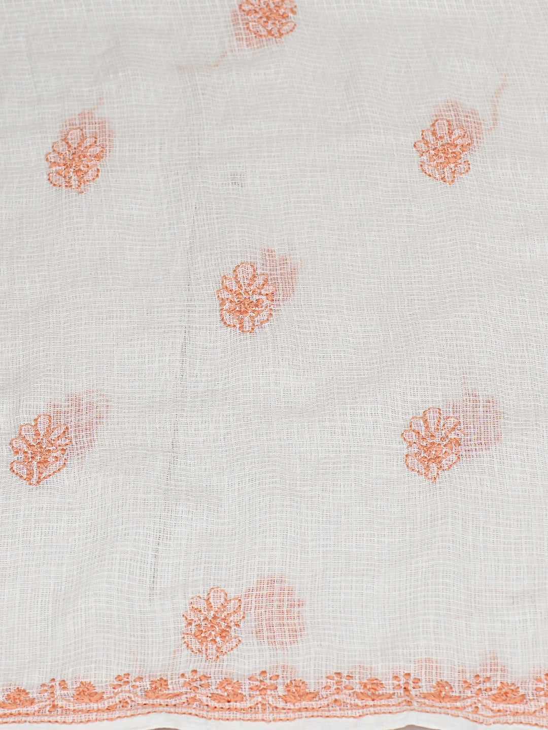 Ada Hand Embroidered White Kota Lucknowi Chikankari Unstitched Kurta Piece 01A876976