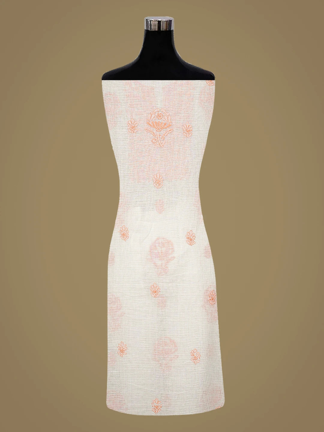 Ada Hand Embroidered White Kota Lucknowi Chikankari Unstitched Kurta Piece 01A876976