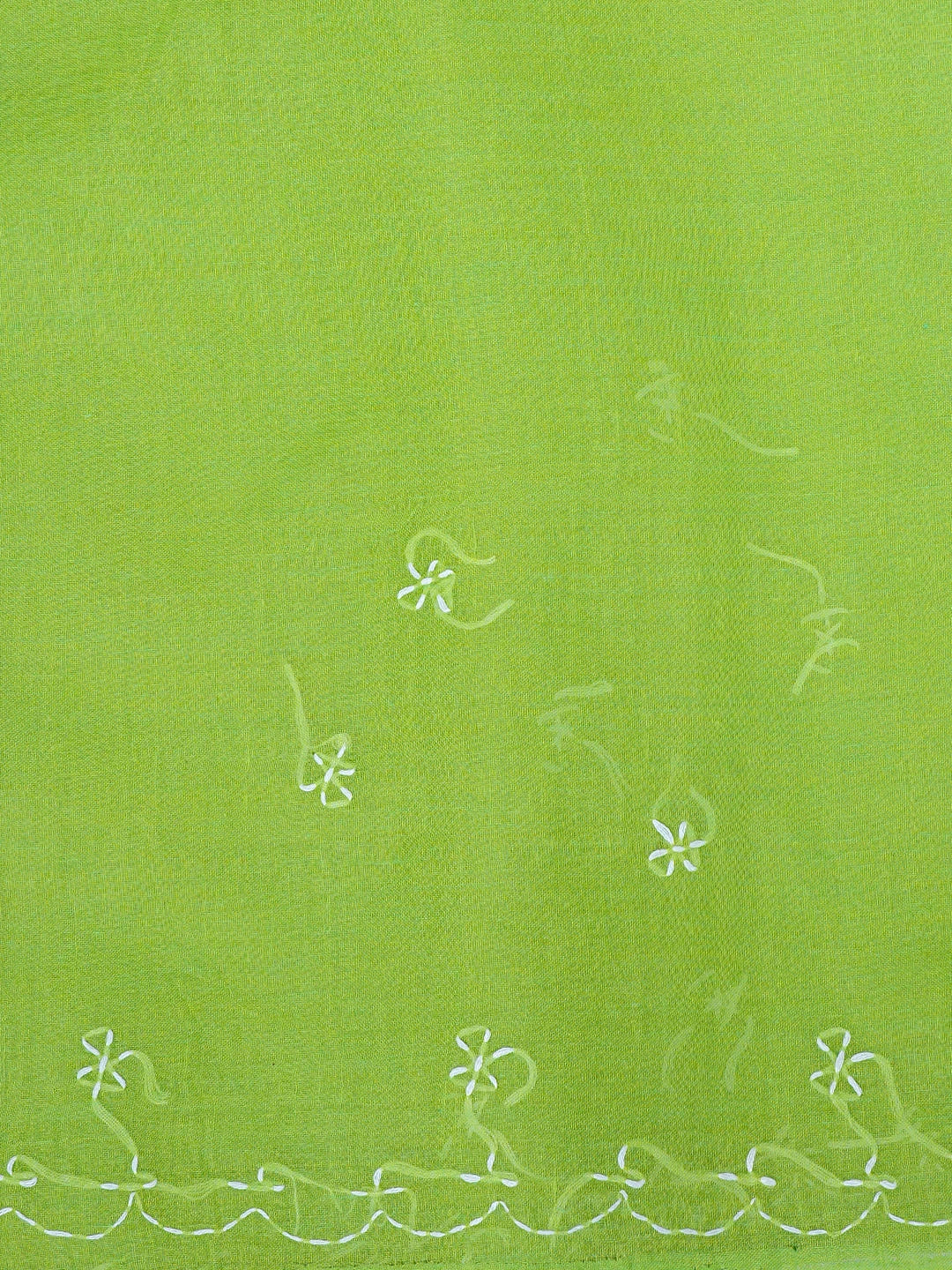 Ada Hand Embroidered Green Cotton Lucknowi Chikankari Saree and Blouse 01A882873