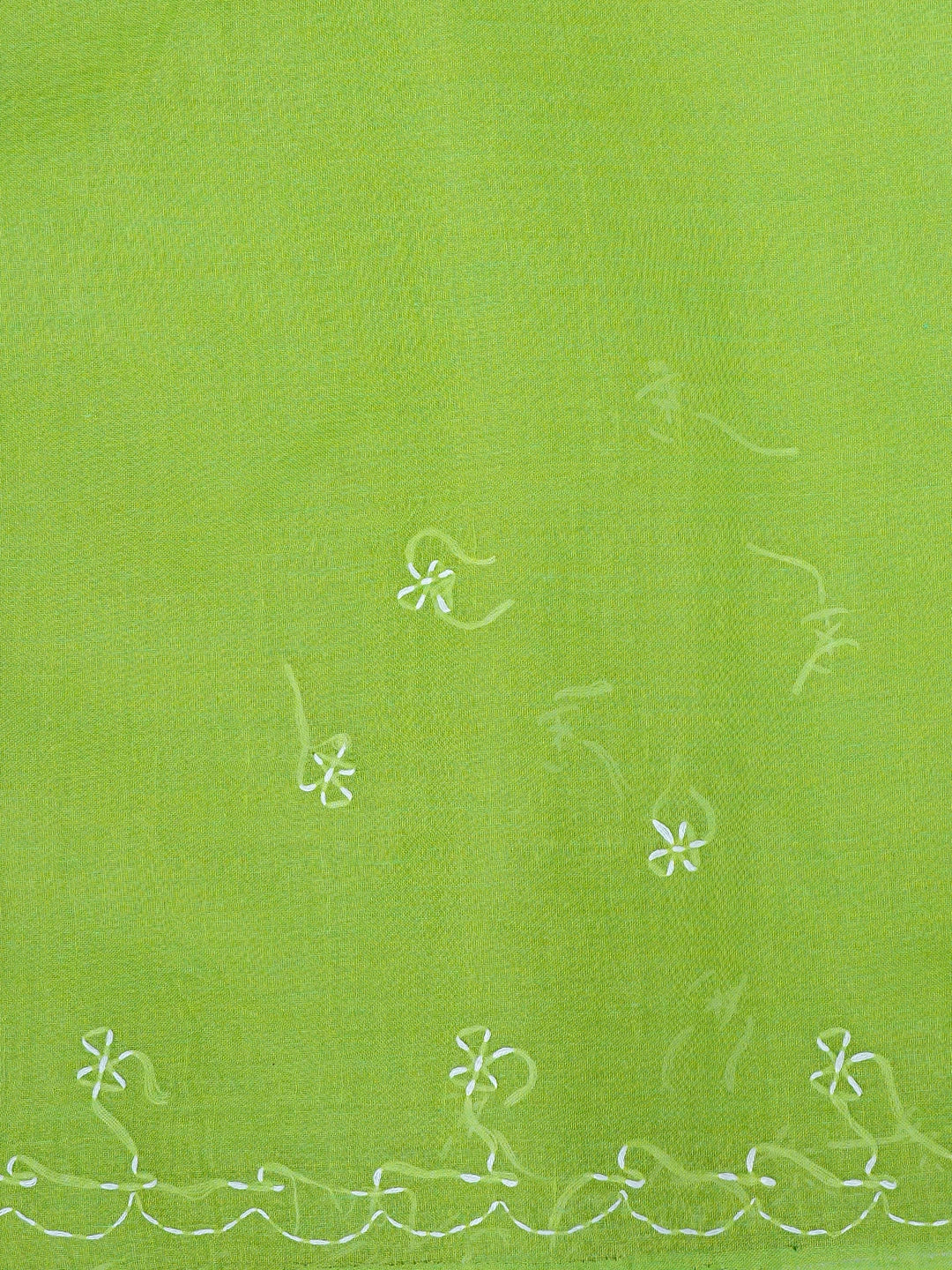 Ada Hand Embroidered Green Cotton Lucknowi Chikankari Saree and Blouse 01A882873
