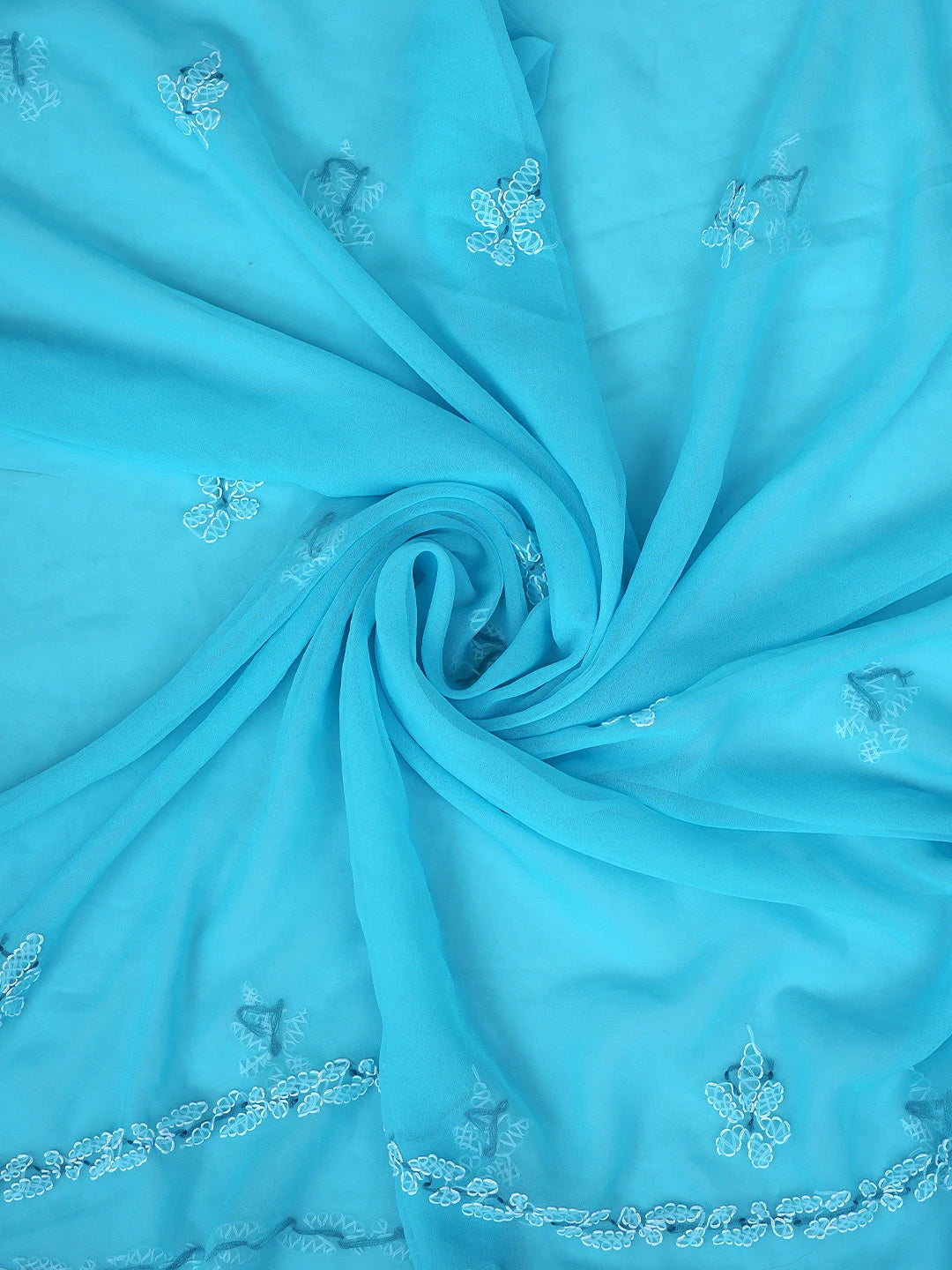 Ada Hand Embroidered Blue Georgette Lucknowi Chikankari Unstitched Suit Piece 01A872115