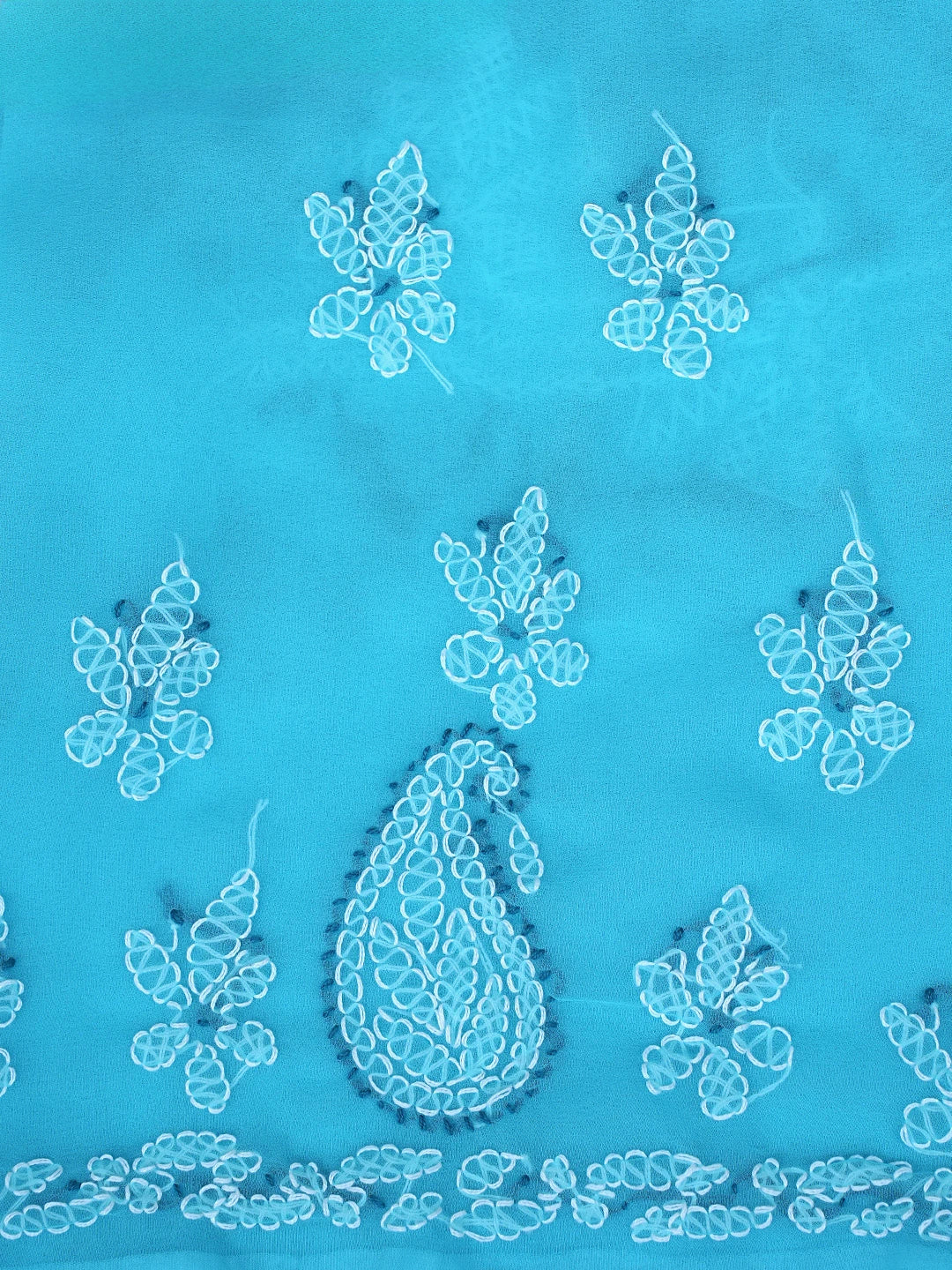 Ada Hand Embroidered Blue Georgette Lucknowi Chikankari Unstitched Suit Piece 01A872115