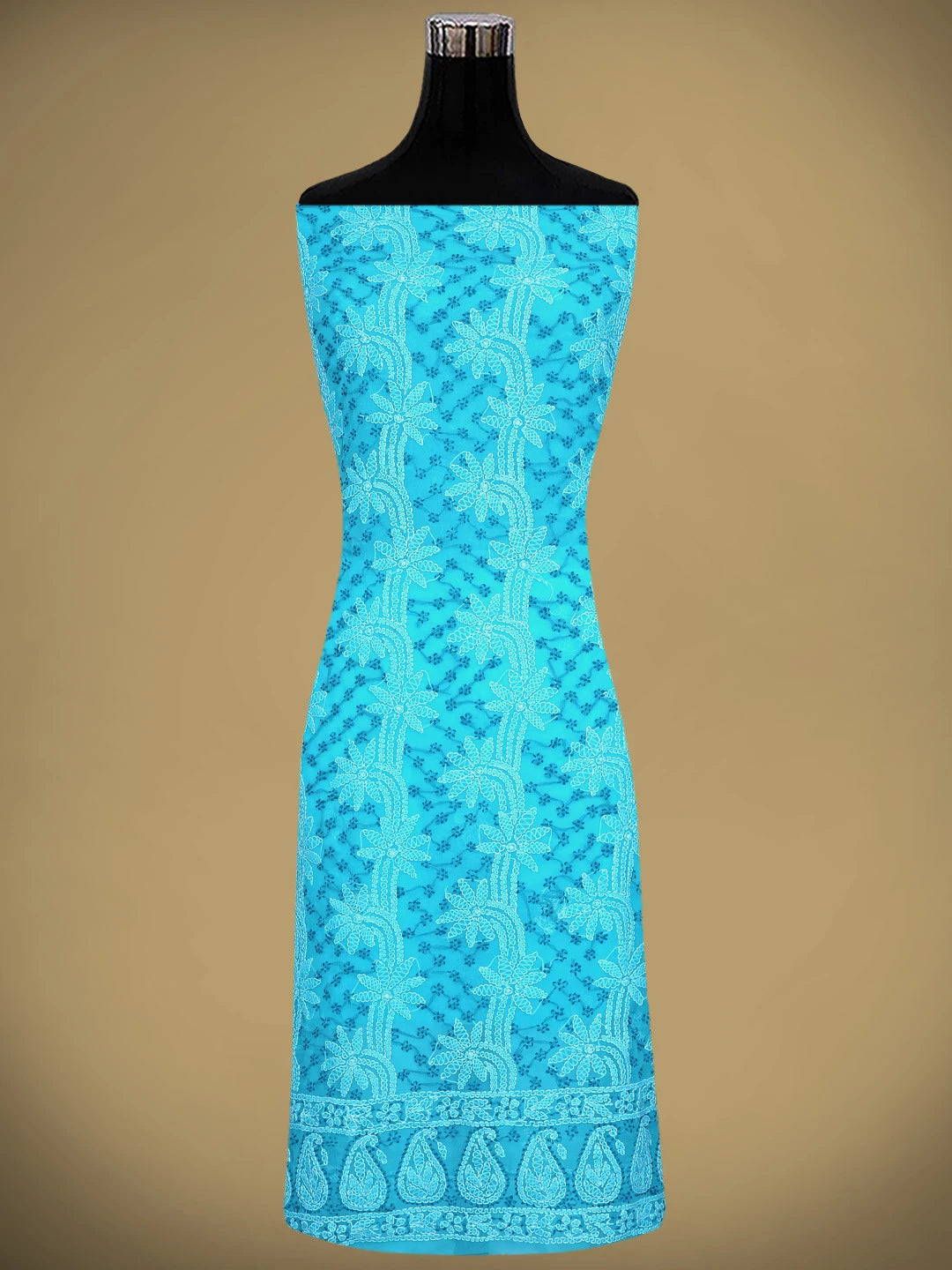 Ada Hand Embroidered Blue Georgette Lucknowi Chikankari Unstitched Suit Piece 01A872115