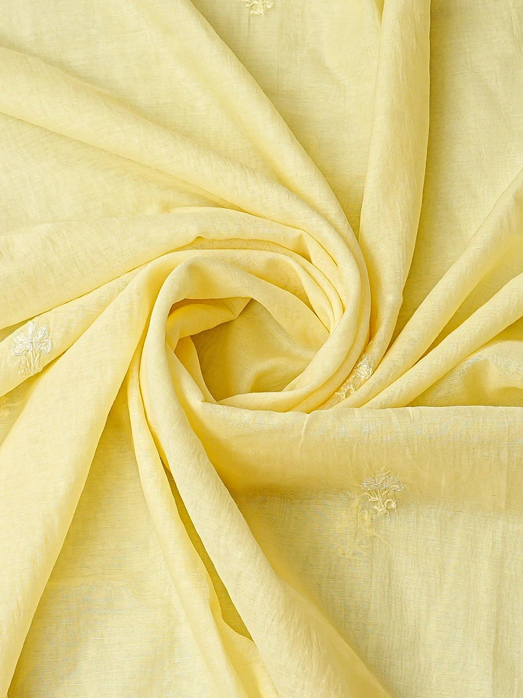 Ada Hand Embroidered Lemon Chanderi Lucknowi Chikankari Unstitched Kurta Dupatta Set With Sequinned Work 01A622277