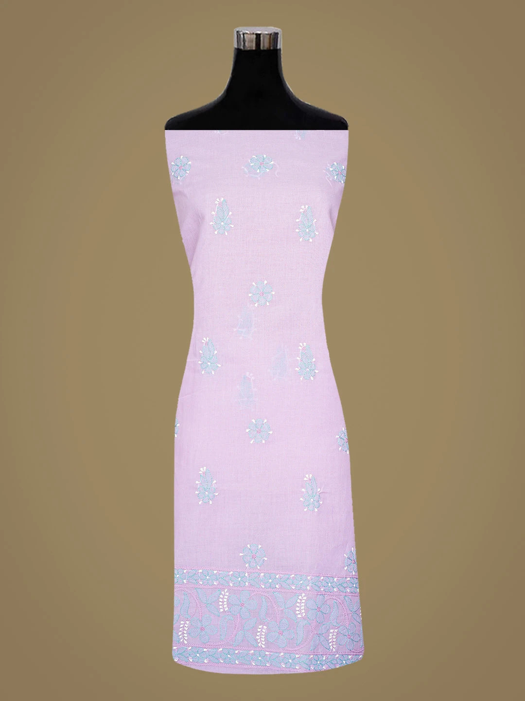 Ada Hand Embroidered Mauve Cotton Lucknowi Chikankari Unstitched Suit Piece with Chiffon Dupatta 01A879484