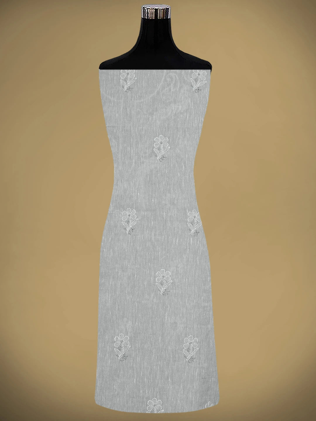 Ada Hand Embroidered Cadet Grey Linen Lucknowi Chikankari Unstitched Suit Piece 01A885298