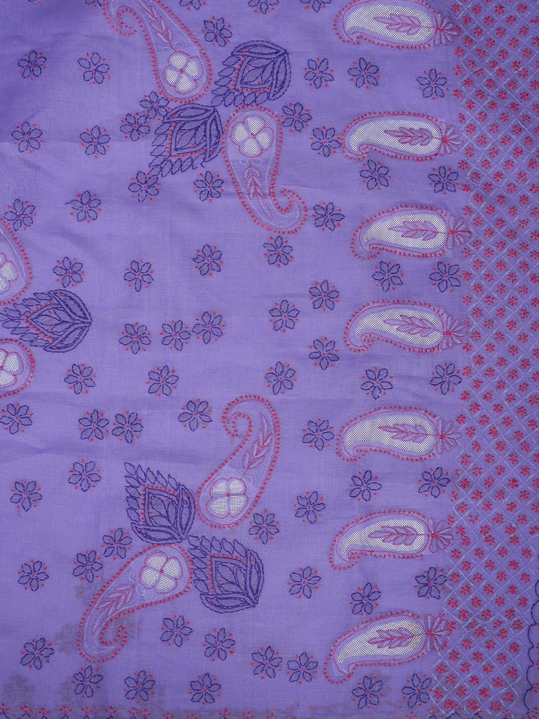 Ada Hand Embroidered Majorelle Blue Cotton Lucknowi Chikankari Saree and Blouse 01A891815