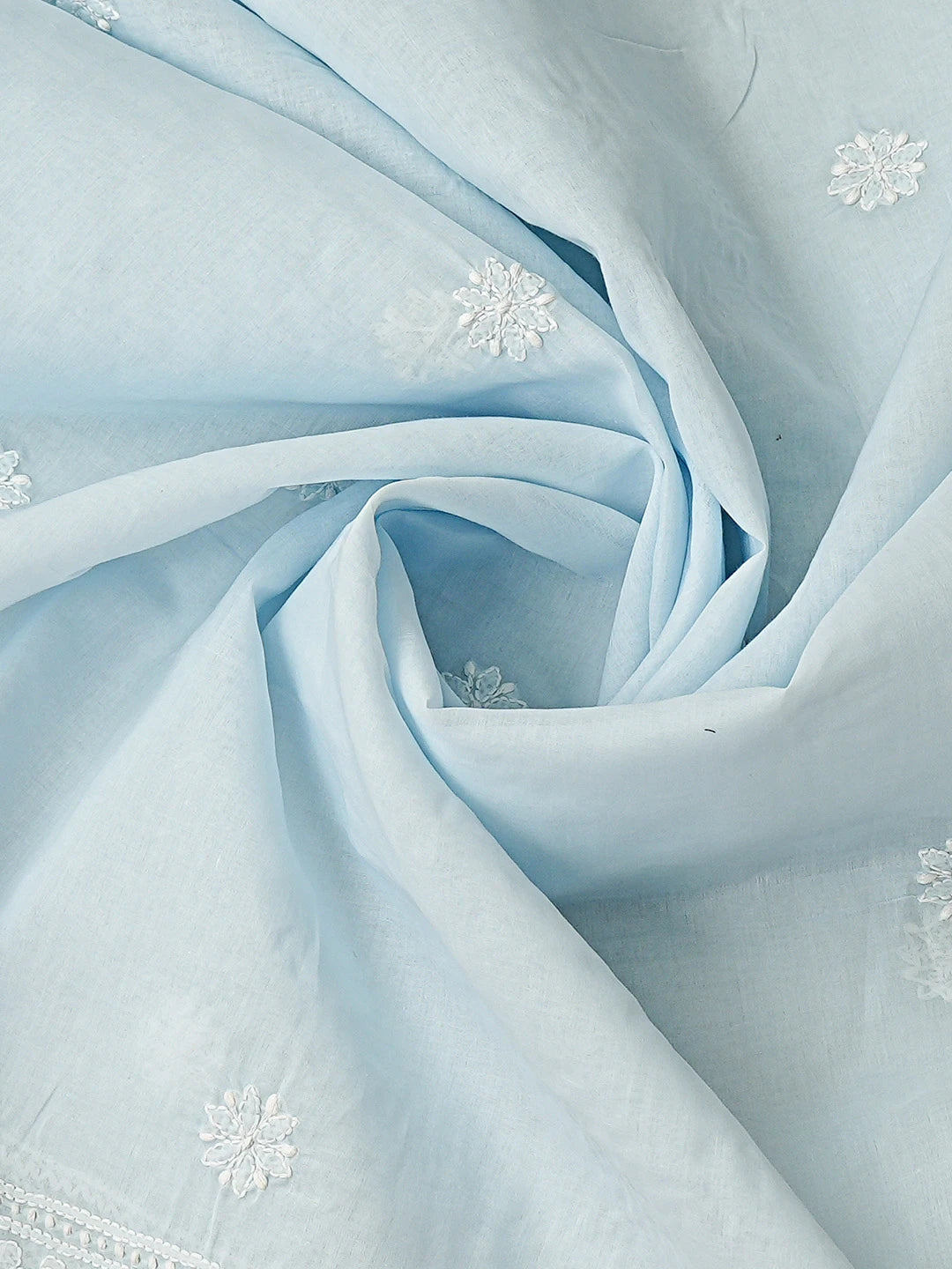 Ada Hand Embroidered Sky Blue Cotton Lucknowi Chikankari Unstitched Suit Piece 01A885459