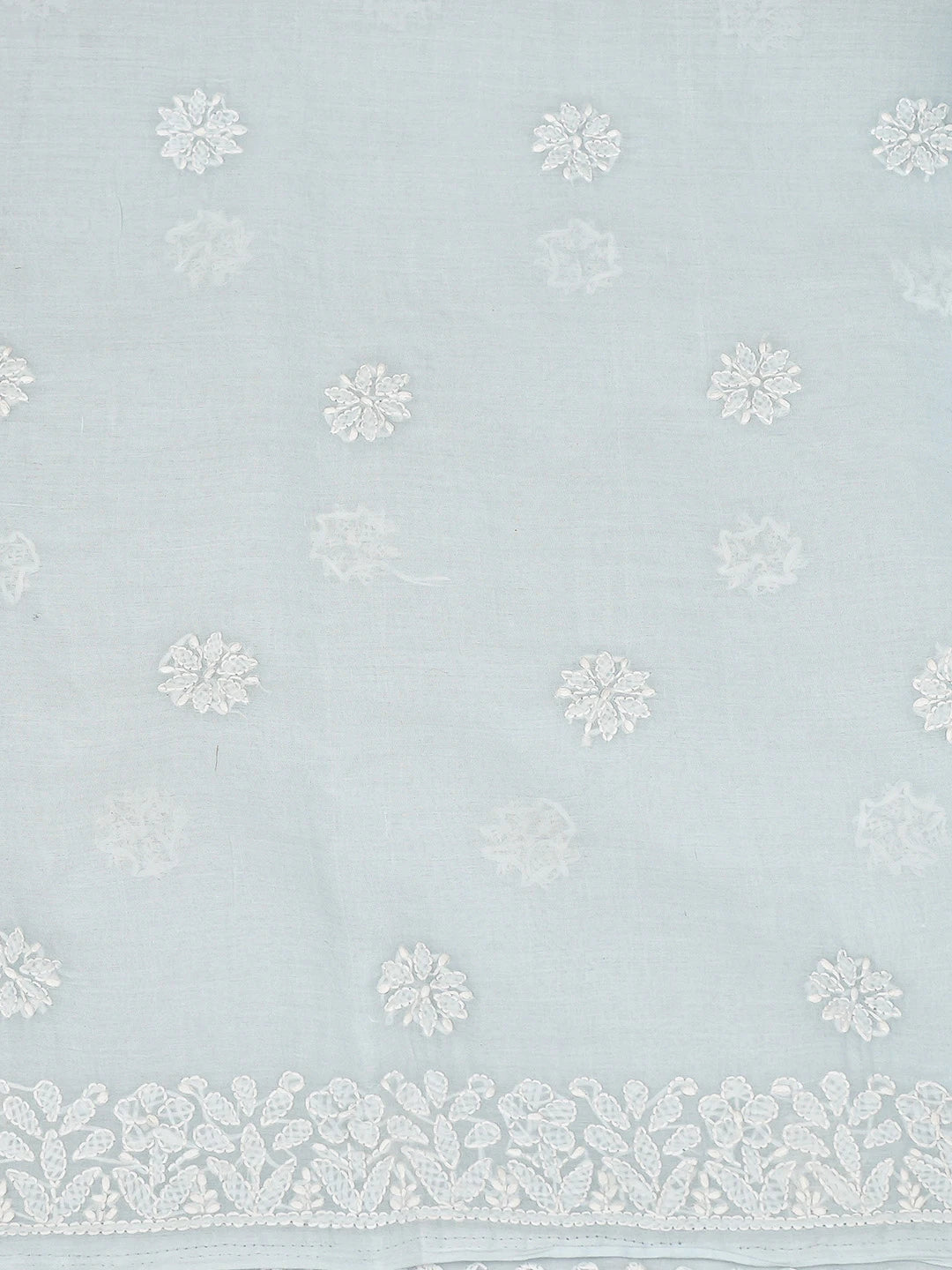 Ada Hand Embroidered Sky Blue Cotton Lucknowi Chikankari Unstitched Suit Piece 01A885459