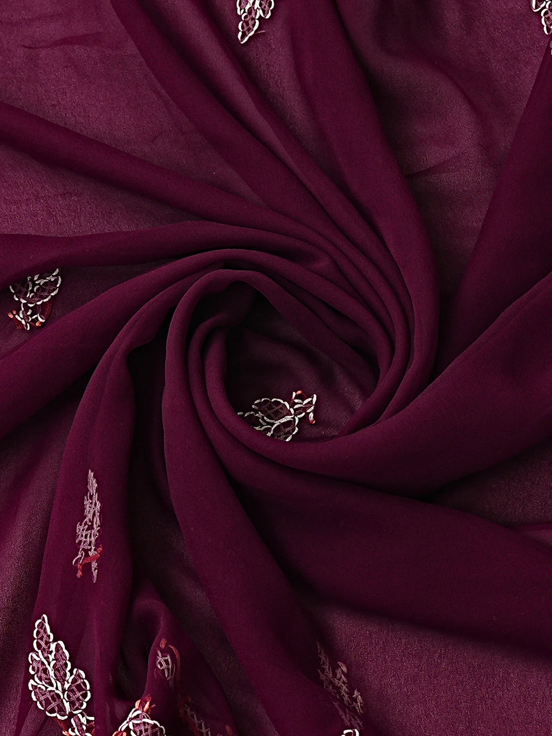 Ada Hand Embroidered Wine Georgette Lucknowi Chikankari Unstitched Suit Piece 01A872105