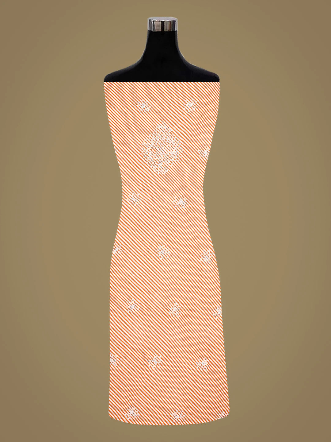 Ada Hand Embroidered Orange Cotton Lucknowi Chikankari Unstitched Suit Piece with Chiffon Dupatta 01A885390