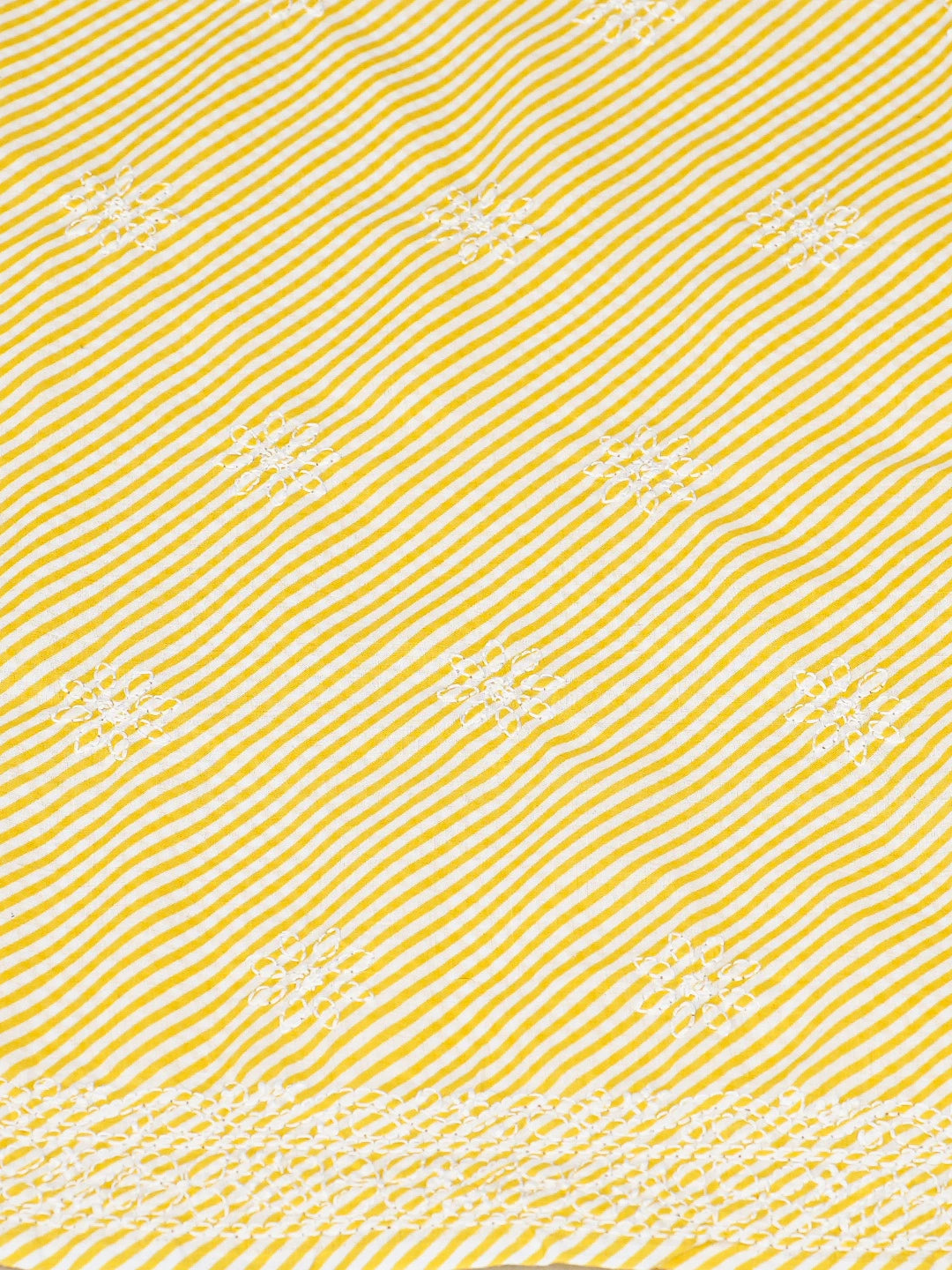 Ada Hand Embroidered Yellow Cotton Lucknowi Chikankari Unstitched Suit Piece with Chiffon Dupatta 01A885364