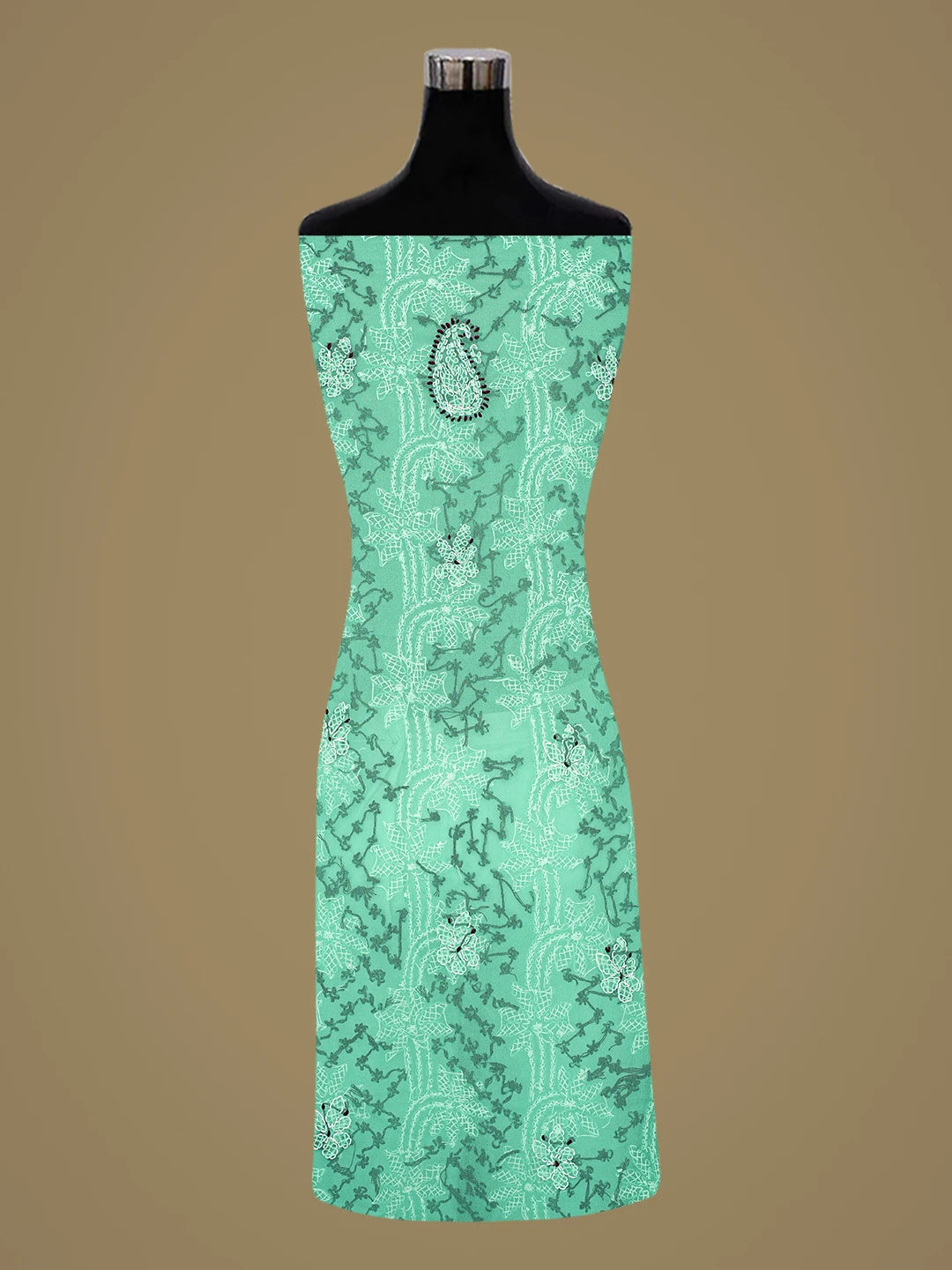 Ada Hand Embroidered Rama Green Georgette Lucknowi Chikankari Unstitched Suit Piece 01A872109