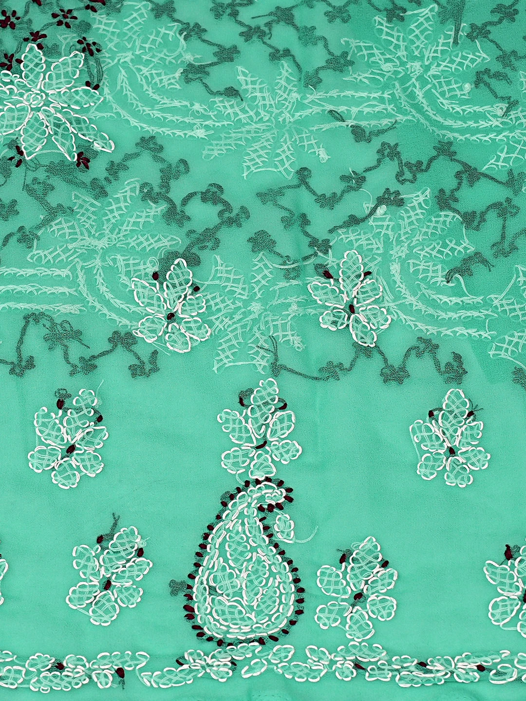 Ada Hand Embroidered Rama Green Georgette Lucknowi Chikankari Unstitched Suit Piece 01A872109