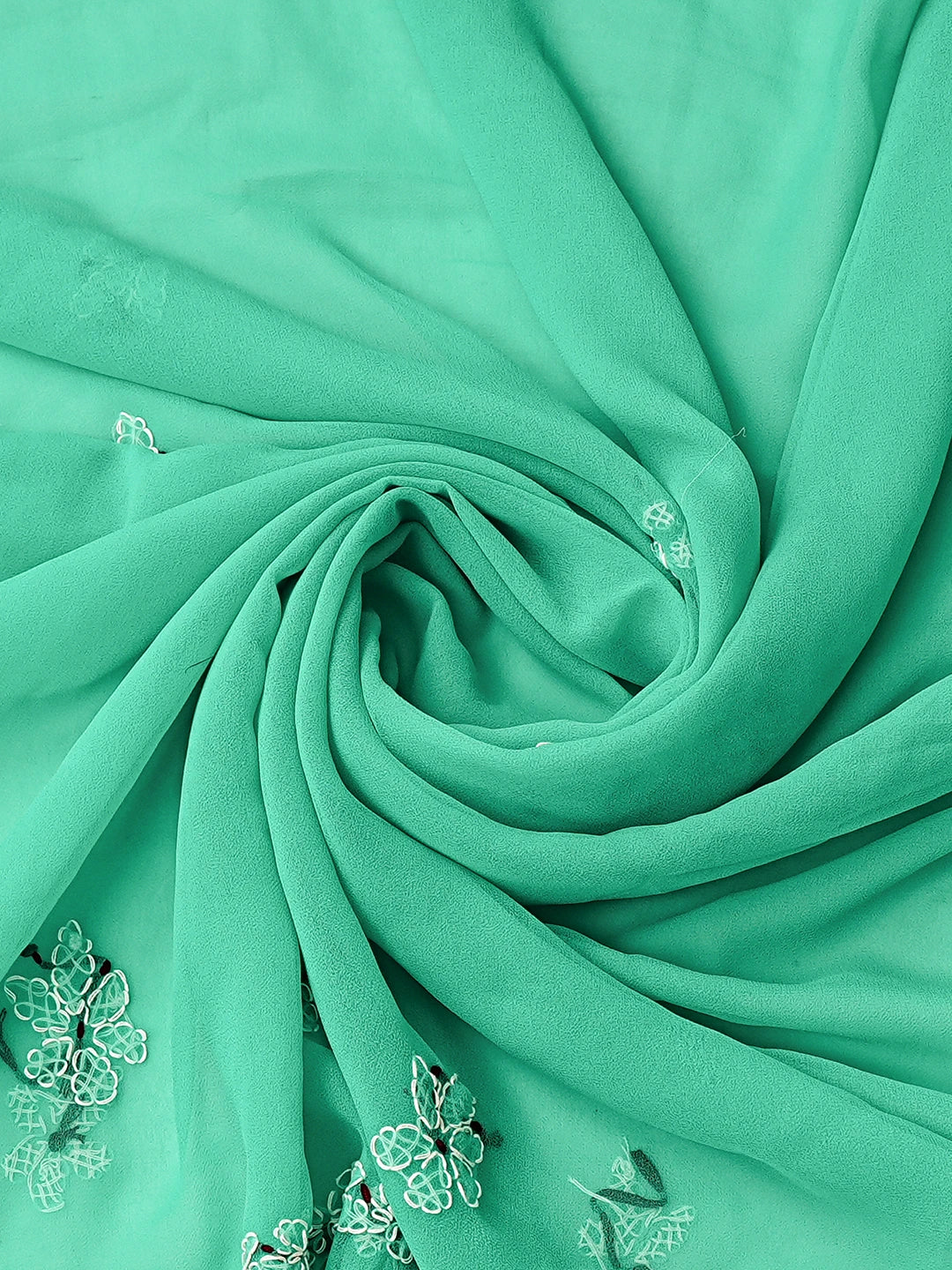 Ada Hand Embroidered Rama Green Georgette Lucknowi Chikankari Unstitched Suit Piece 01A872109