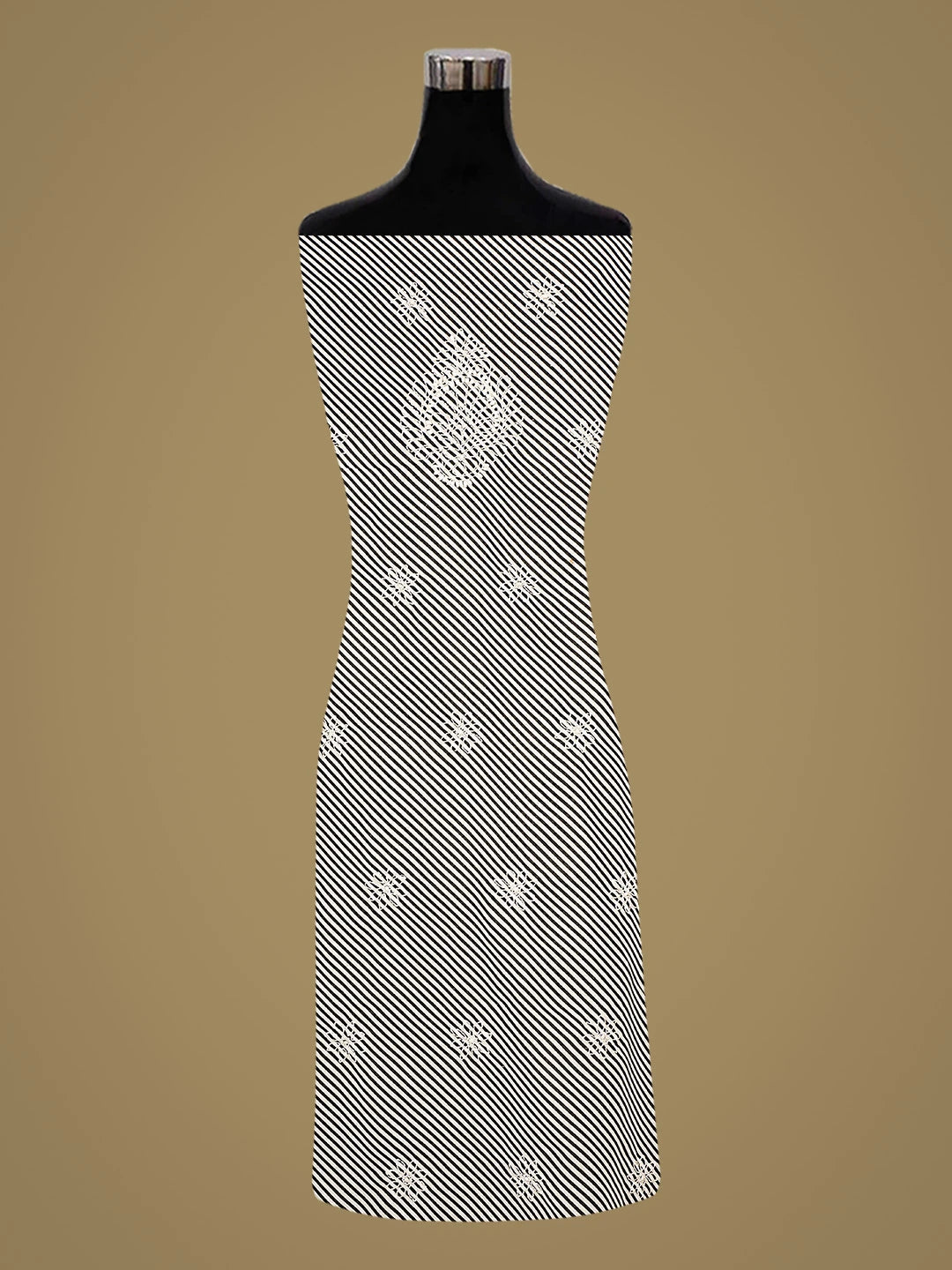 Ada Hand Embroidered Black Cotton Lucknowi Chikankari Unstitched Suit Piece with Chiffon Dupatta 01A885380