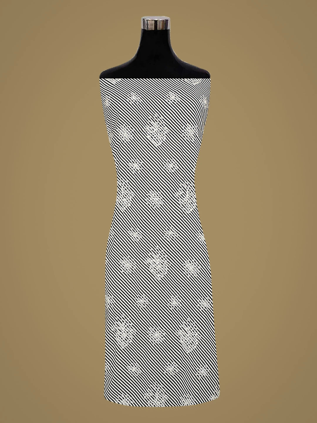 Ada Hand Embroidered Black Cotton Lucknowi Chikankari Unstitched Suit Piece with Chiffon Dupatta 01A885380