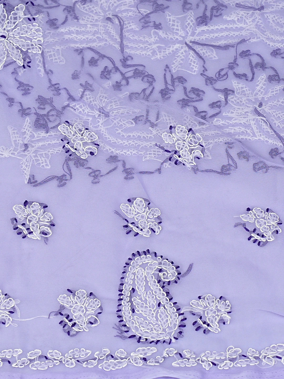 Ada Hand Embroidered lavender Georgette Lucknowi Chikankari Unstitched Suit Piece 01A872122