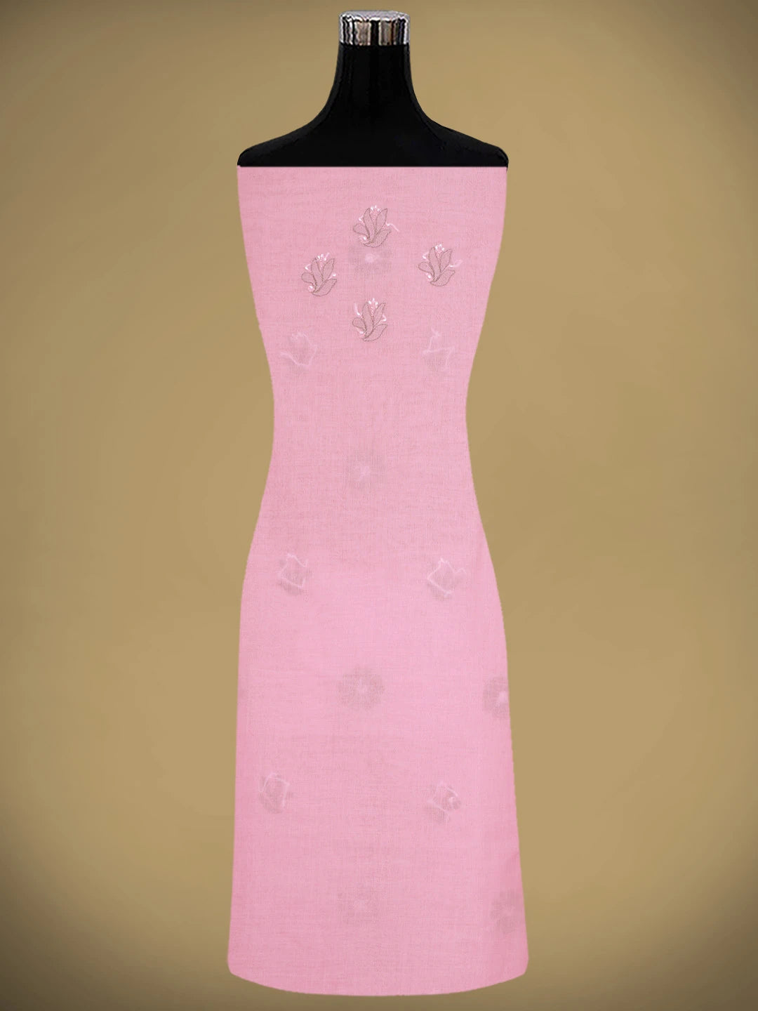 Ada Hand Embroidered Pink Cotton Lucknowi Chikankari Unstitched Suit Piece with Chiffon Dupatta 01A879475